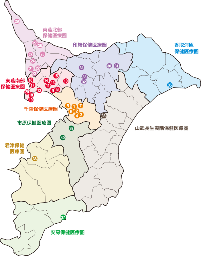 千葉県研修病院所在地マップ